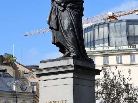 Statue of Berzelius in the center of Berzelii Park, Stockholm