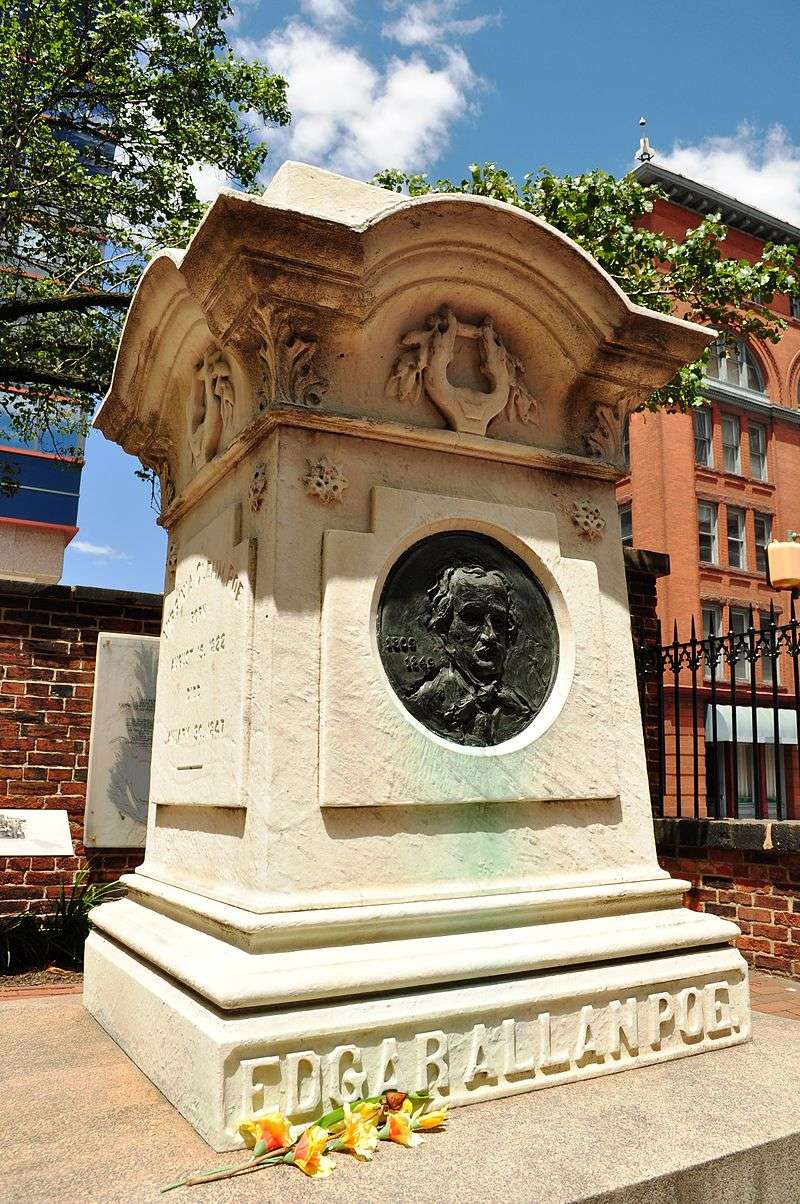 Edgar Allan Poe is buried at Westminster Hall in Baltimore, Maryland (Lat: 39.29027; Long: −76.62333); the circumstances and cause of his death remain uncertain.