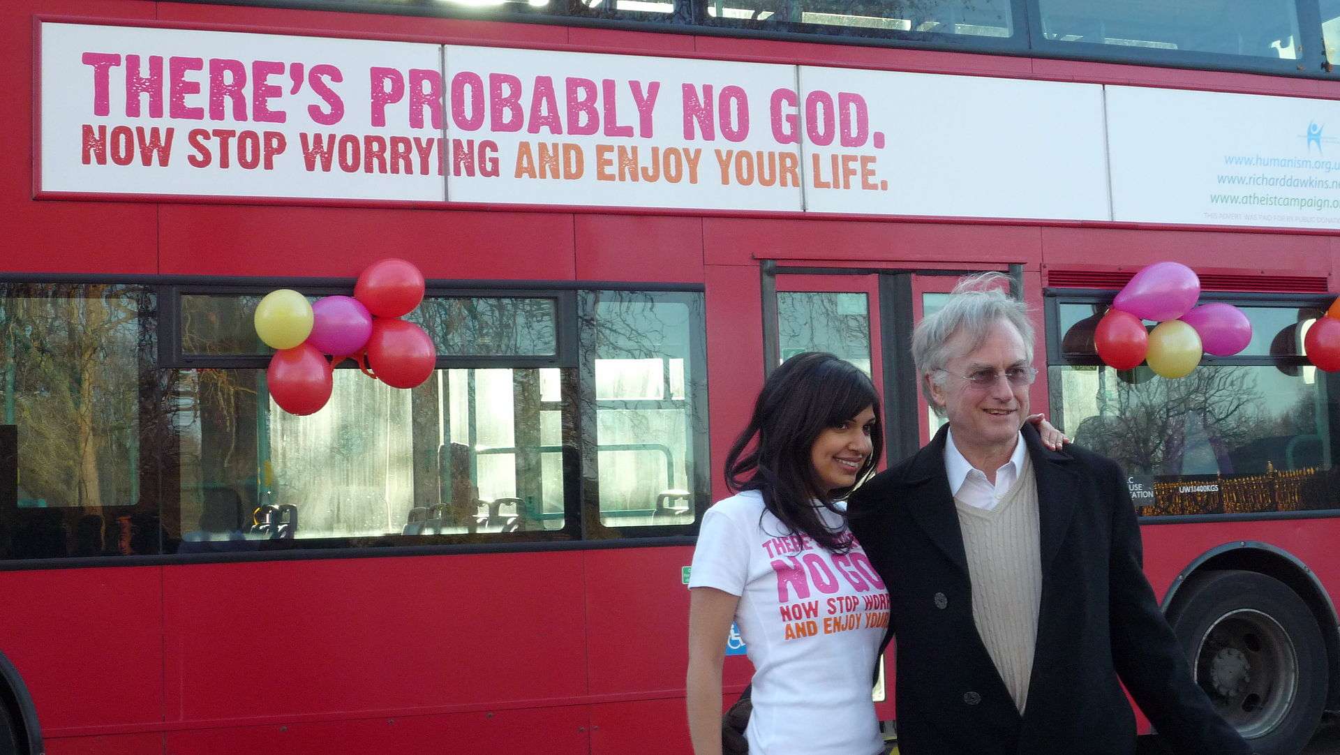 With Ariane Sherine at the Atheist Bus Campaign launch in London
