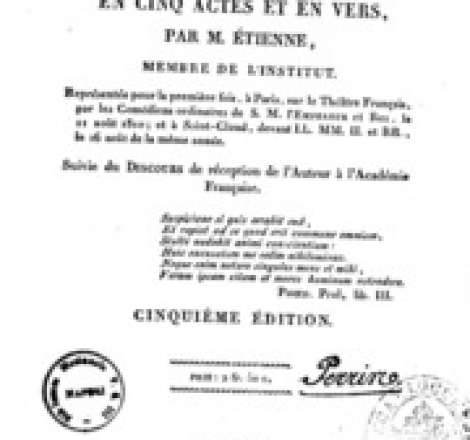 Les deux gendres, comedie en cinq actes et en vers, par M. Etienne