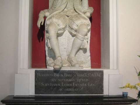 Monument to Bacon at his burial place, St Michael's Church in St Albans