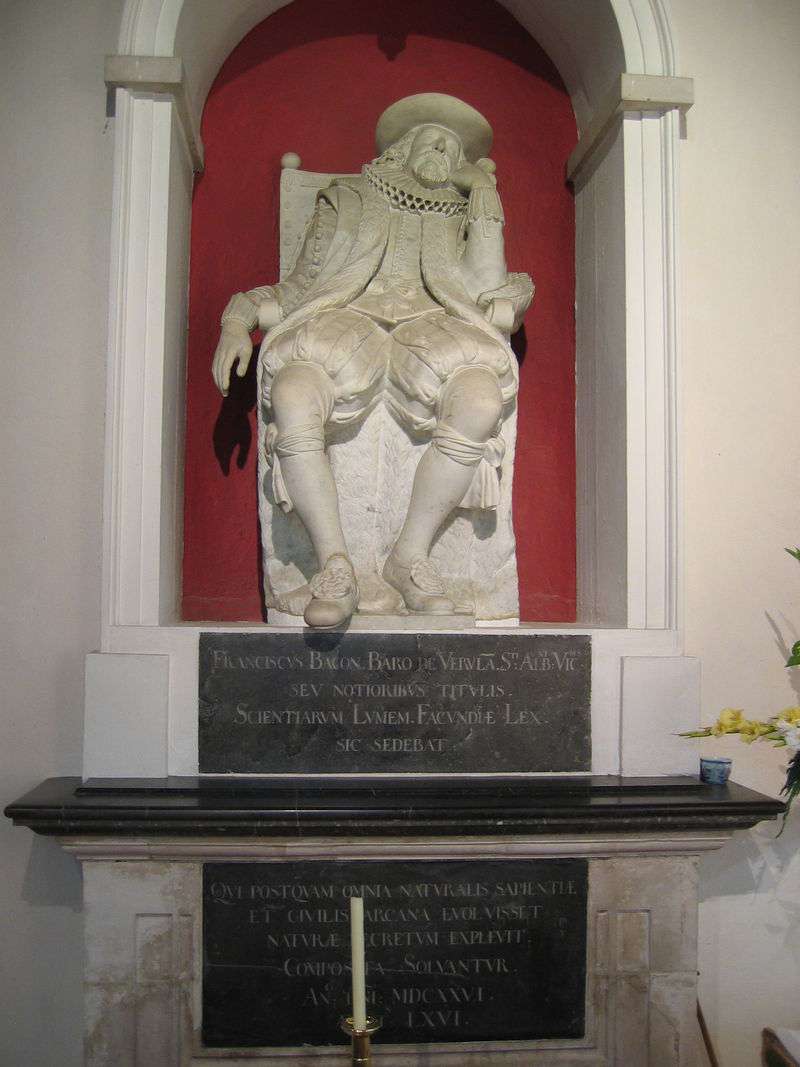 Monument to Bacon at his burial place, St Michael's Church in St Albans