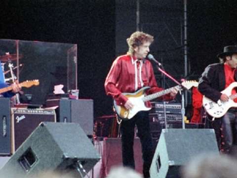 Dylan performs during the 1996 Lida Festival in Stockholm