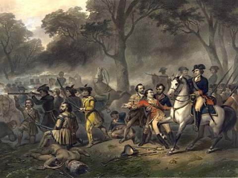 Washington the Soldier: Lieutenant Colonel Washington on horseback during the Battle of the Monongahela