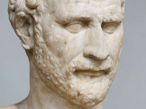 Bust of Demosthenes (British Museum, London), Roman copy of a Greek original sculpted by Polyeuktos.