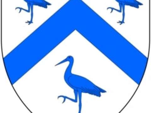 Cranmer's paternal canting arms: Argent, a chevron between three cranes azure
