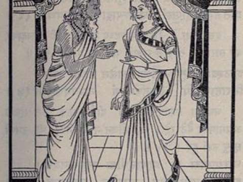 Vyasa with his mother (Satyavati)