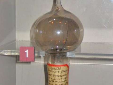 Thomas Edison's first successful model of light bulb, used in public demonstration at Menlo Park, December 1879