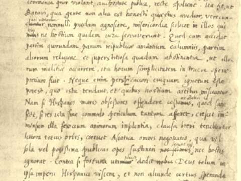 Page written in Grotius' hand from the manuscript of De Indis (circa 1604/05)