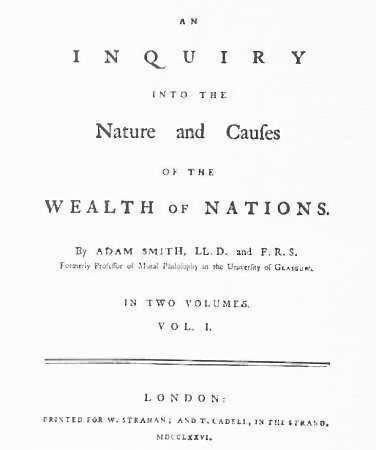  The first page of The Wealth of Nations, 1776 London edition.