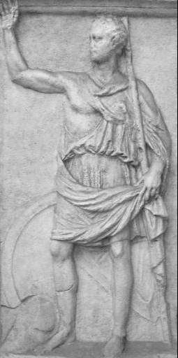 The stele of Kleitor depicting Polybius, Hellenistic art, 2nd century BC, Museum of Roman Civilization.
