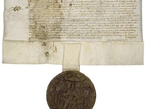 James I's royal warrant pardoning Raleigh in 1617
