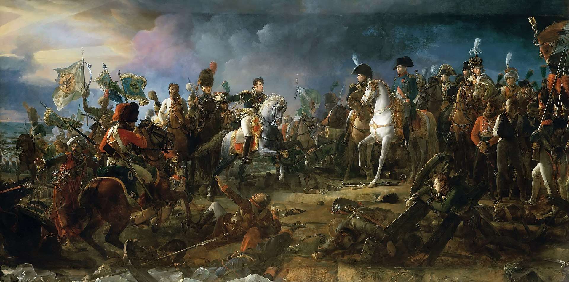 Napoleon at the Battle of Austerlitz, by François Gérard 1805. The Battle of Austerlitz, also known as the Battle of the Three Emperors, was one of Napoleon's many victories, where the French Empire defeated the Third Coalition.
