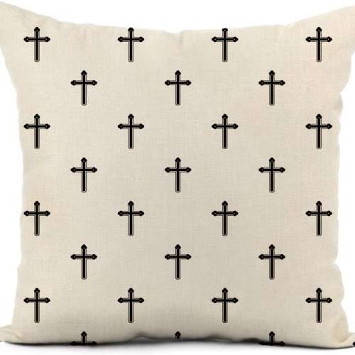 Catholic Cross Pattern Throw Pillow Cover