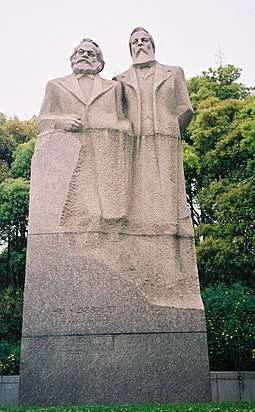 A monument dedicated to Marx and Engels in Shanghai, China