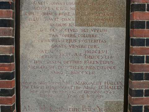 Edmond Halley's tombstone, re-positioned at the Royal Observatory, Greenwich