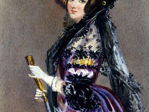  Watercolour portrait of Ada King, Countess of Lovelace, circa 1840, possibly by Alfred Edward Chalon.