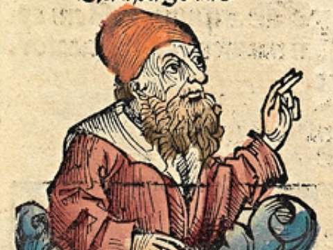Anaxagoras, depicted as a medieval scholar in the Nuremberg Chronicle.