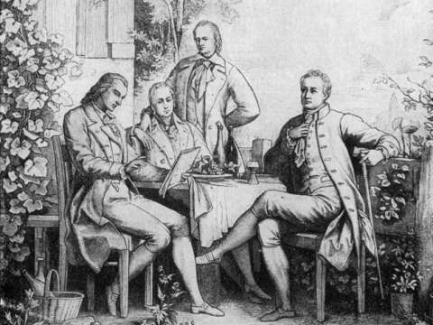 Schiller, Alexander and Wilhelm von Humboldt, and Goethe in Jena, c. 1797