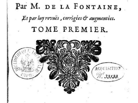 Title page, vol. 2 of La Fontaine's Fables choisies, 1692 ed.