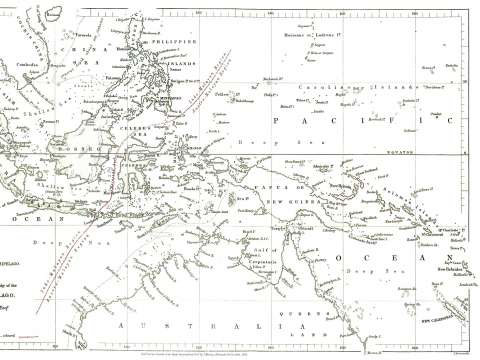 The line separating the Indo-Malayan and the Austro-Malayan region in Wallace's On the Physical Geography of the Malay Archipelago (1863)