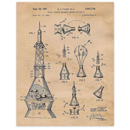 Vintage Space NASA Patent Poster Prints