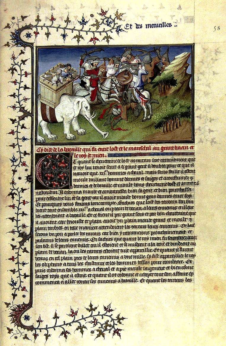 A page from Il Milione, from a manuscript believed to date between 1298–1299.