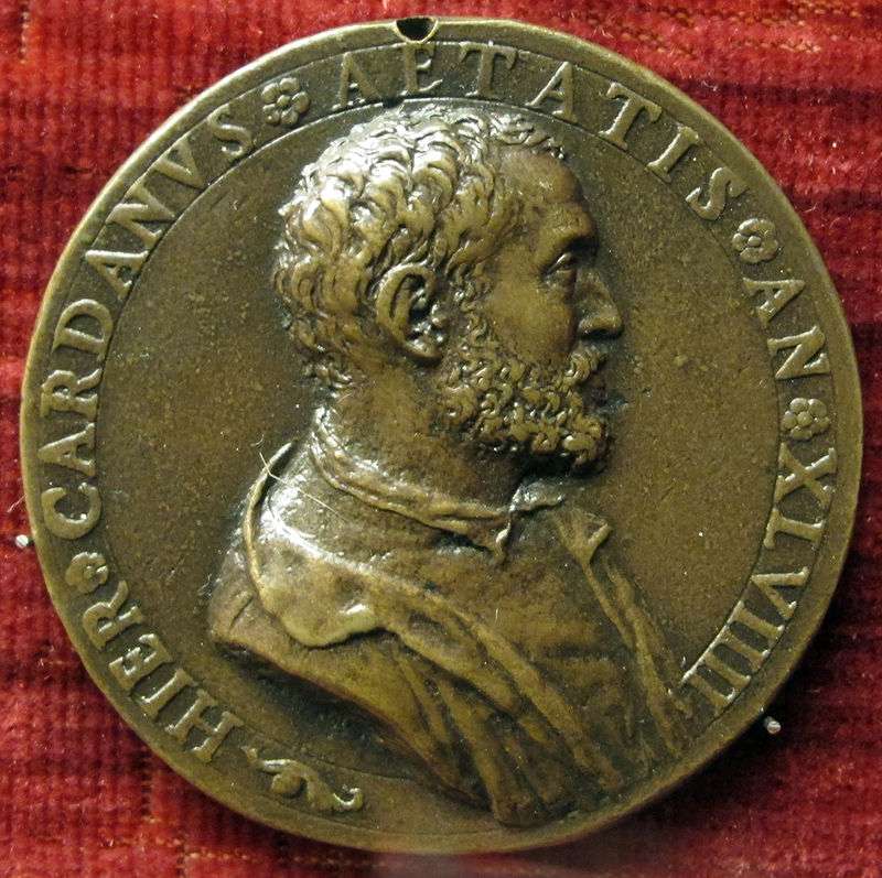 Medallion portrait of Cardano aged 49 by Leone Leoni (1509-1590)