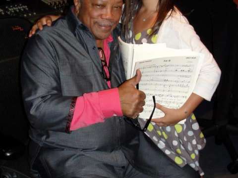 Bear with her mentor, Quincy Jones, 2012.