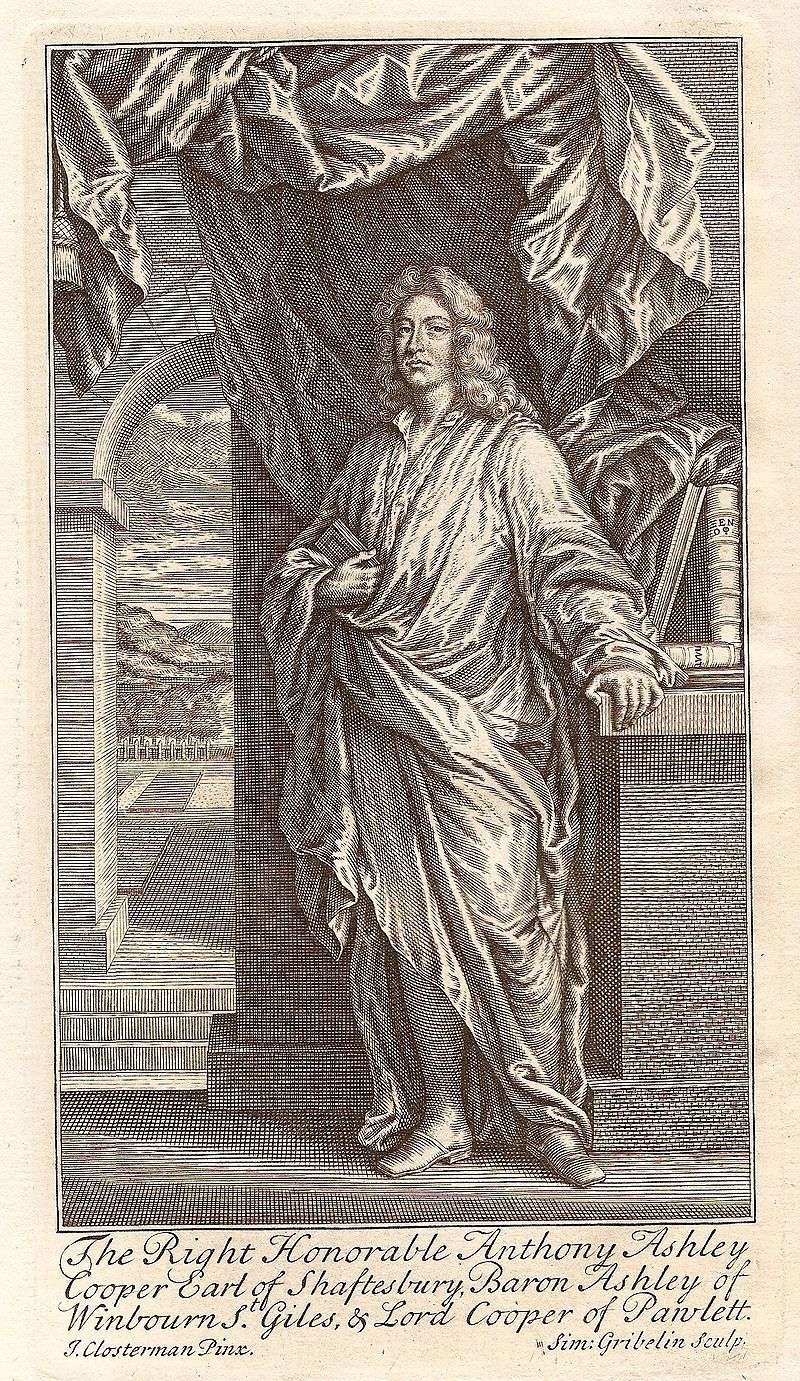Engraving of Anthony Ashley Cooper in the first volume of Characteristicks from 1732.