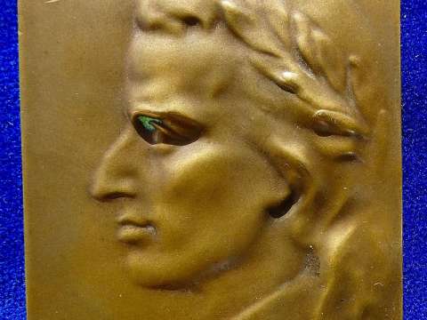 Bronze-Plaque-Medal of Schiller's laureate head by the Austrian artist Otto Hofner