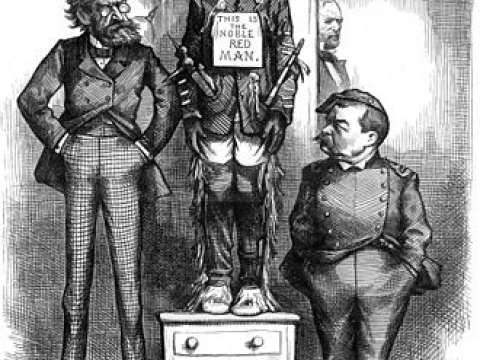 A cartoon from Harper's Weekly of December 21, 1878, features Philip Sheridan and Secretary of the Interior Carl Schurz