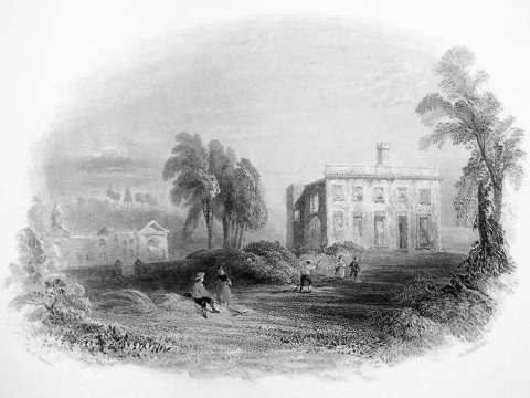 Wellesley spent much of his early childhood at his family's ancestral home, Dangan Castle in County Meath, Ireland (engraving, 1842)