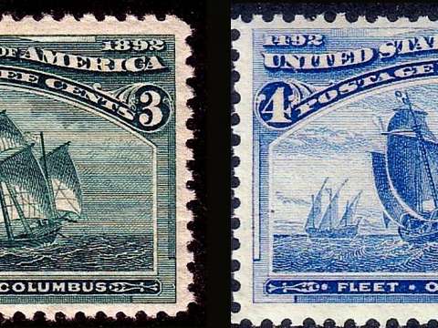The Flagship of Columbus and the Fleet of Columbus. 400th Anniversary Issues of 1893. (On ships.)