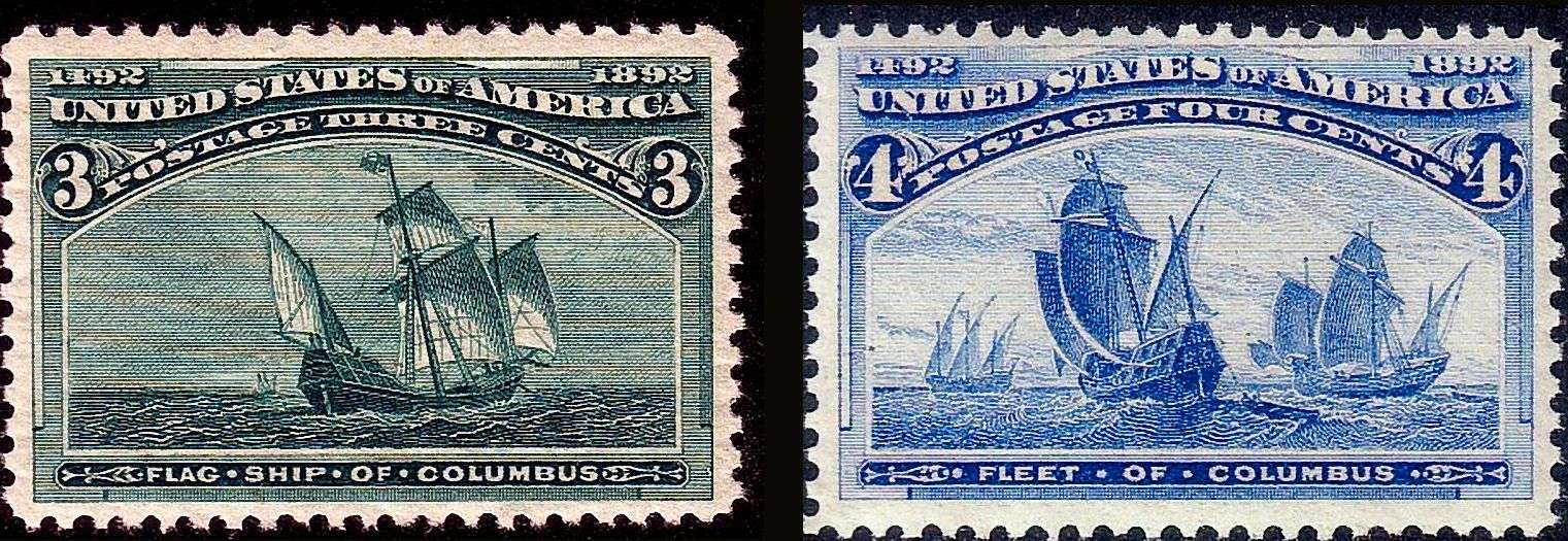 The Flagship of Columbus and the Fleet of Columbus. 400th Anniversary Issues of 1893. (On ships.)