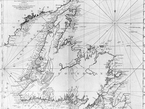 A 1775 chart of Newfoundland, made from James Cook's Seven Years' War surveyings