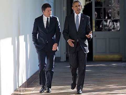 Obama meets with Italian Prime Minister Matteo Renzi at the White House, October 2016.