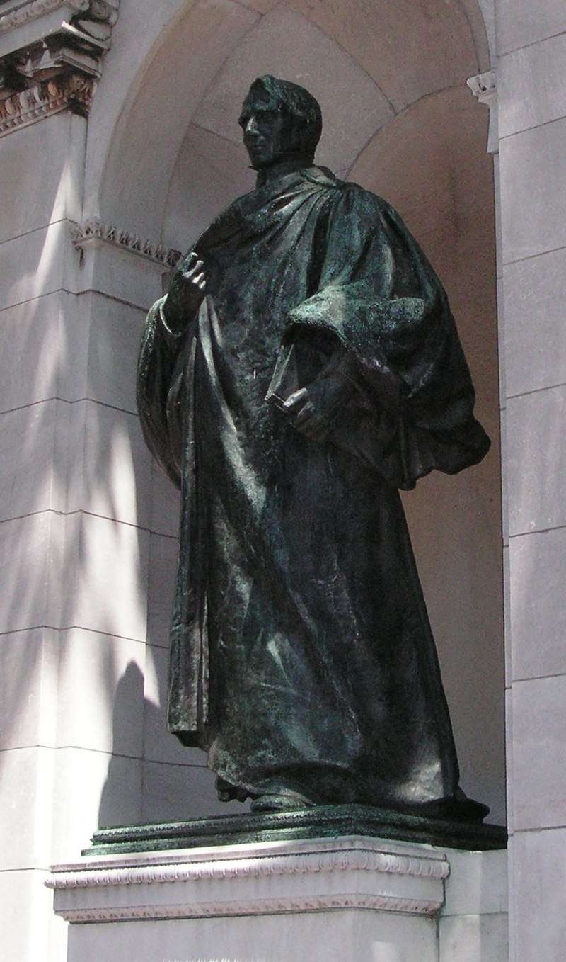 Statue of Channing standing on the edge of the Boston Public Garden, in Boston, Massachusetts