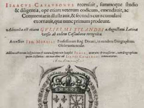Title page from Isaac Casaubon's 1620 edition of Geographica