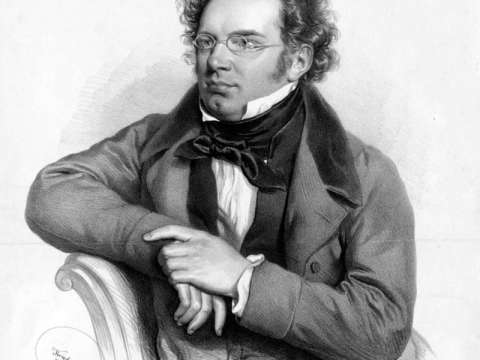 Lithograph of Franz Schubert by Josef Kriehuber (1846)