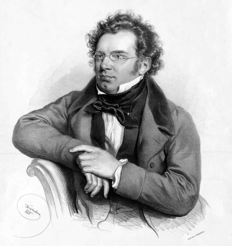 Lithograph of Franz Schubert by Josef Kriehuber (1846)