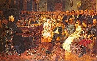 Liszt giving a concert for Emperor Franz Joseph I on a Bösendorfer piano