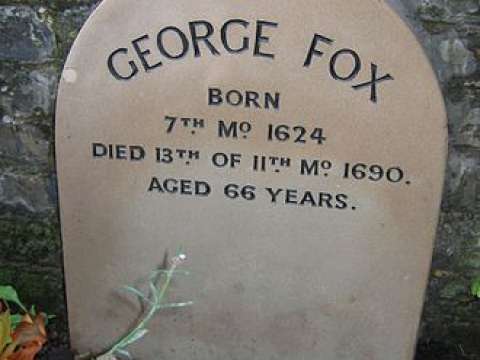 George Fox's marker in Bunhill Fields, next to the Meeting House