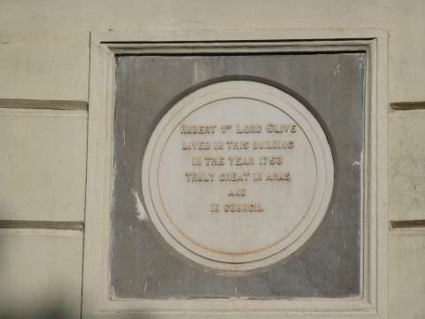 Plaque at Clive House