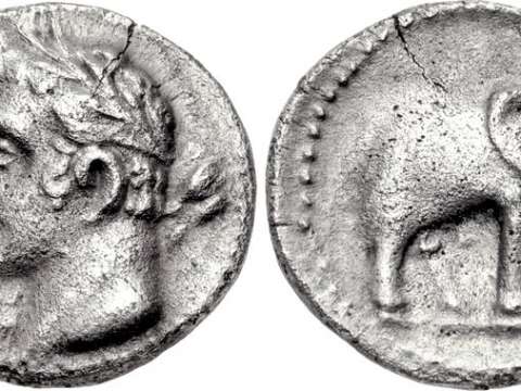 A quarter shekel of Carthage, perhaps minted in Spain