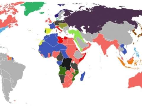 Map of the great powers and their empires in 1914