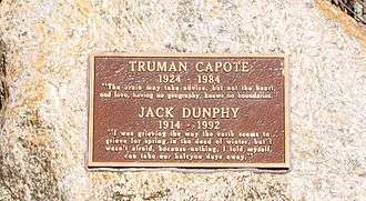 Truman Capote and Jack Dunphy stone at Crooked Pond in the Long Pond Greenbelt in Southampton, New York.