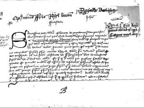 The first page of the letter from Bacon to Clement IV introducing his Opus Tertium