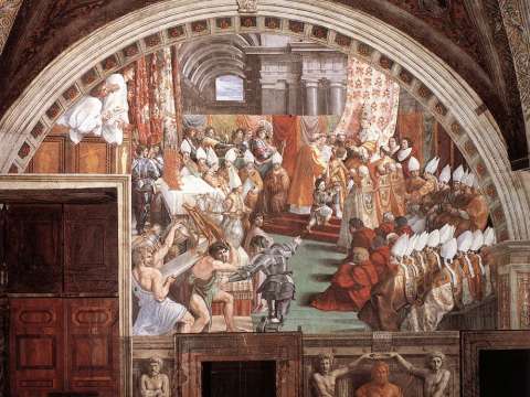 The Coronation of Charlemagne, by assistants of Raphael, c. 1516–1517