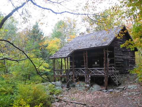 A 2005 photograph of Slabsides, Burroughs's cabin in West Park, NY; the cabin was designated a National Historic Landmark in 1968.